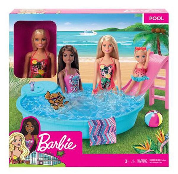 girotondo giocattoli lecce barbie piscina wdoll blondebarbie playset bambola con piscina e accessori giocattolo per bambini 3 anni mattel
