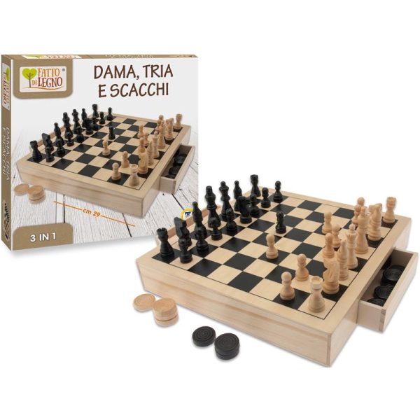 girotondo giocattoli lecce teorema dama scacchi tria in legno con cassetti apribili 40604